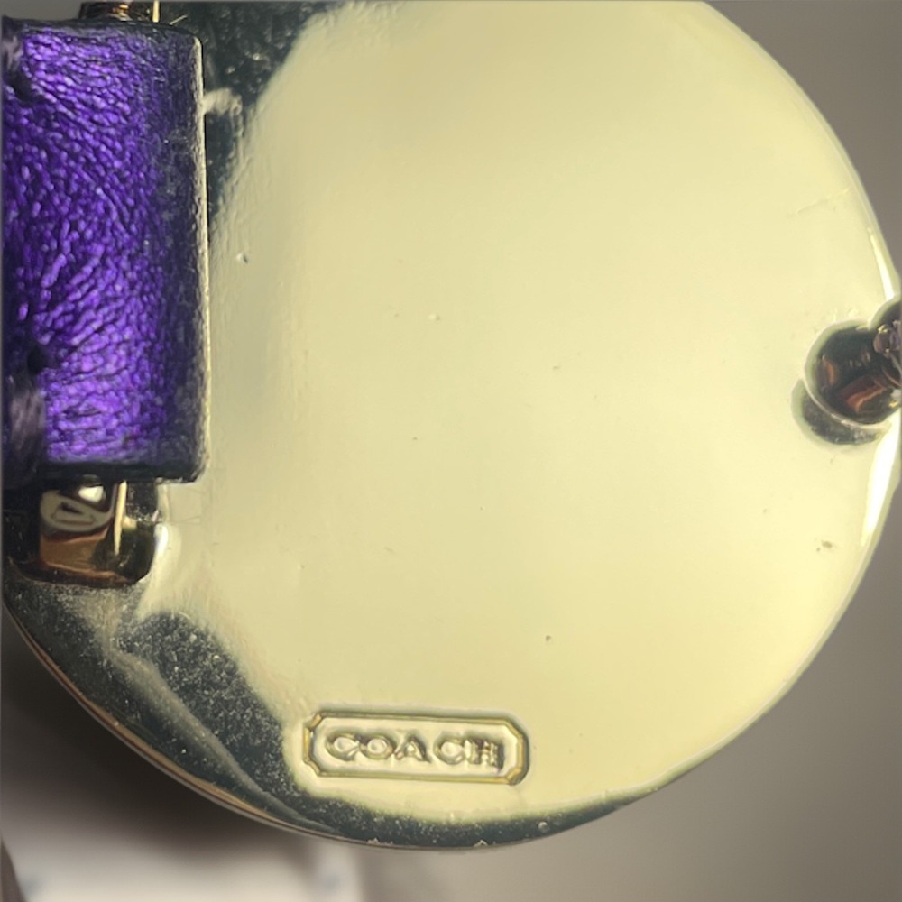 RARE✨Women's Coach‎ Belt Leather Purple Logo Oval Gold Tone "C" Buckle Size S - Picture 6 of 7